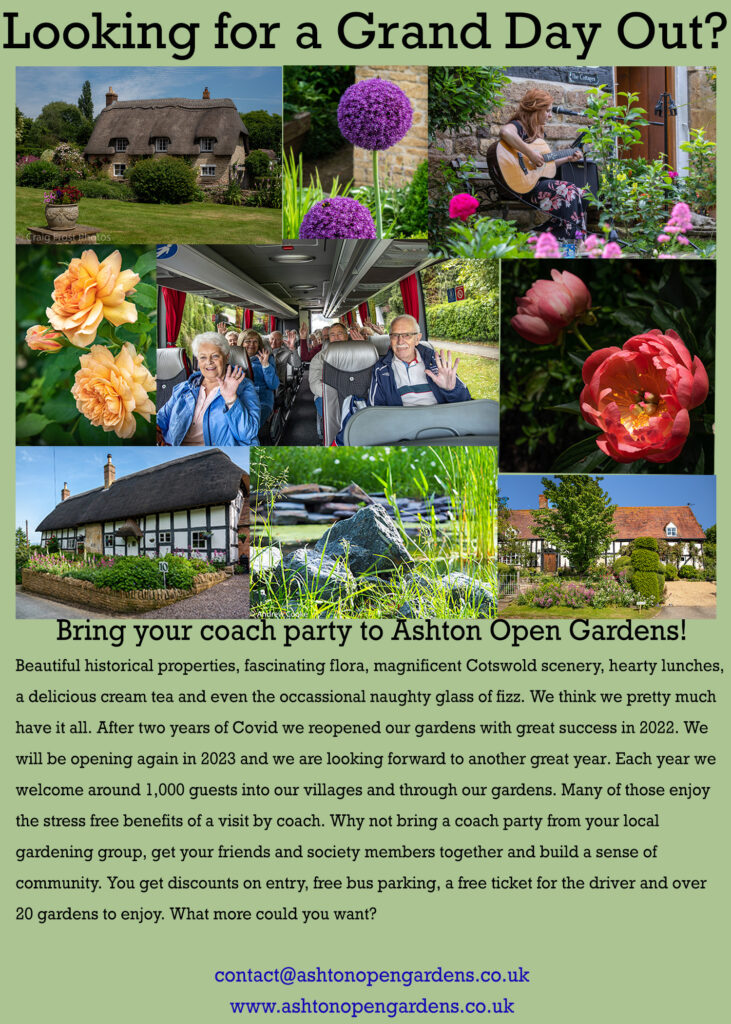 Coach Party Page Ashton under Hill Open Gardens